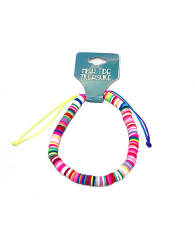 Multicolor Fimo bead adjustable bracelet