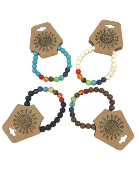 Rainbow/Solid round Chakra style bead bracelet