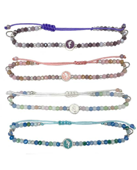 Assorted  adjustable string Bracelet with small round beads and round Dolphin bead