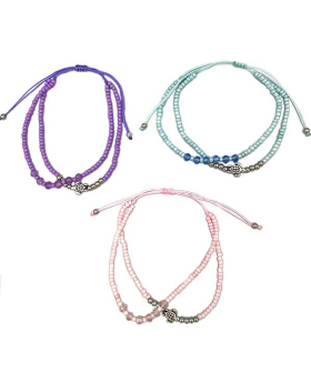2 Strand assorted seed bead Bracelet with small Silver Turtle