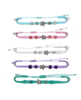 Assorted macrame bracelet with Silver Starfish charm