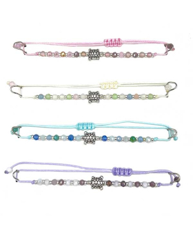 Assorted beaded bracelet with silver Turtle bead