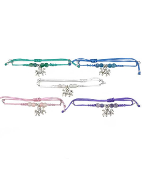 Assorted beaded Bracelet with Silver Octopus charm