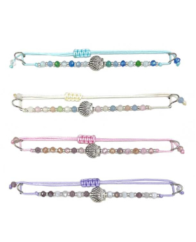 Assorted  beaded Bracelet with silver shell charm