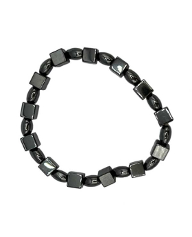 Square and oval Hematite beaded bracelet