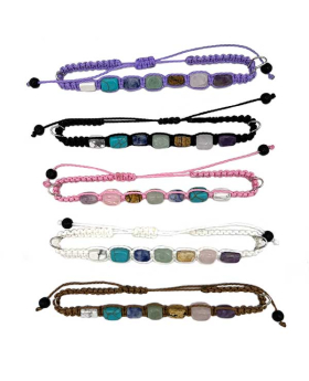 Macrame Bracelet with assorted rectangular Genuine Stone beads