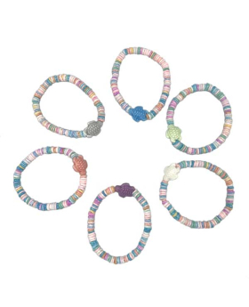 Pastel coconut bead elastic Bracelet with Turtle assorted
