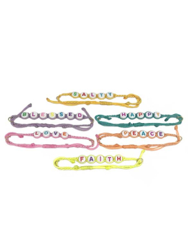  Adjustable string Bracelet with assorted words 