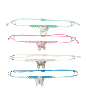 Assorted adjustable string with dangle Butterfly Bracelet