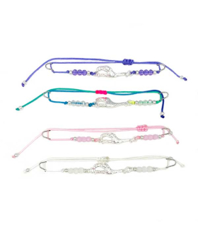 Assorted adjustable string Bracelet with Silver Giraffe