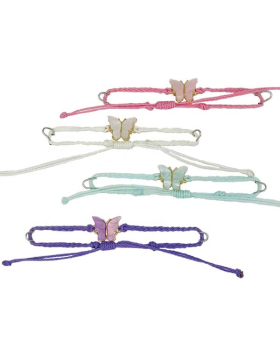 Assorted adjustable string Bracelet with colored Butterfly