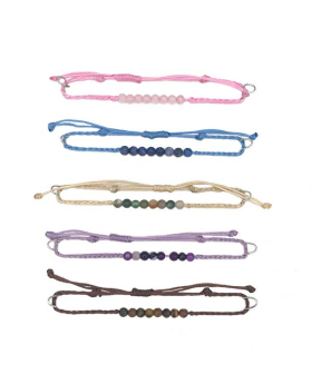 Assorted round stone beads on adjustable string Bracelet