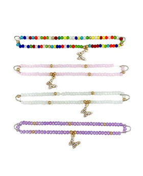 Small crystal Butterfly charm on assorted beaded Bracelet