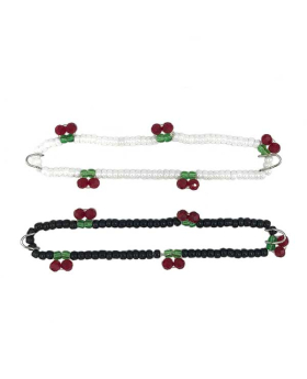 2 Assorted elastic beaded cherry bracelet