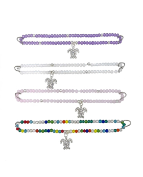 Assorted beaded elastic Bracelet with Turtle