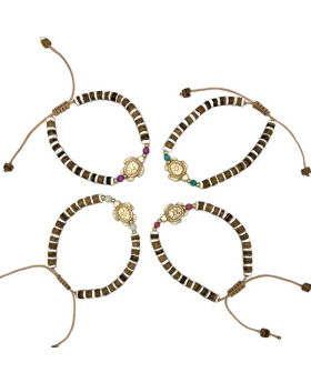 Assorted beaded Bracelet with white Turtle accent bead