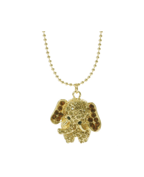 Gold Rhinestone Elephant Necklace