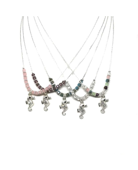 Crystal seahorse with assorted beads necklace