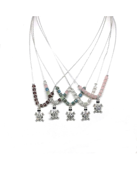 Crystal turtle with assorted beads necklace