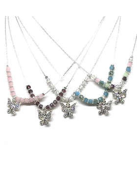 Crystal butterfly with assorted beads necklace