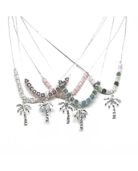 Crystal palm tree with assorted beads necklace