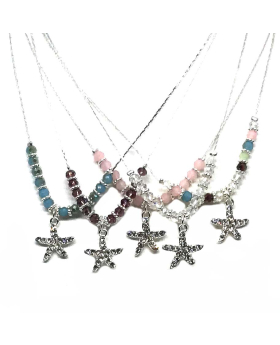 Crystal starfish with assorted beads necklace