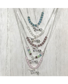 Assorted beads with crystal pegasus necklace
