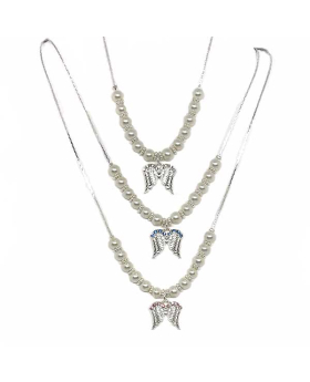 Angel Wings with assorted crystals and pearls necklace