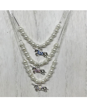 Assorted crystal Unicorn with pearls necklace