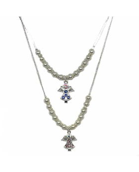 Assorted crystal Angel with pearls necklace