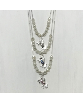 Assorted crystal Pegasus with pearls necklace