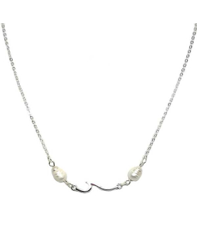 Silver wave with pearls necklace