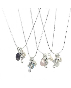 Rhinestone Seahorse with assorted teardrop stone and pearl necklace