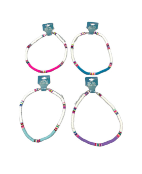 Fimo bead necklace in 4 assorted colors with chain clasp