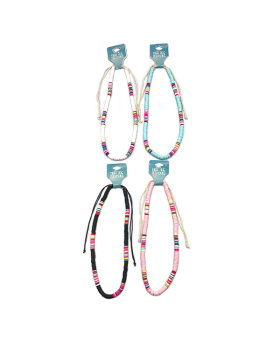 Adjustable Fimo bead necklace in 4 assorted colors