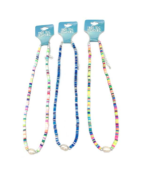 3 Assorted fimo bead Necklace with Pearl