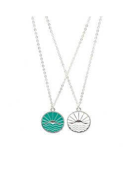 2 Assorted green & white Sun/Waves Necklace