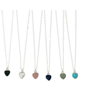 Assorted Genuine  Stone Heart Necklace