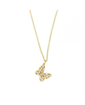 Cubic zirconia Butterfly on gold chain Necklace