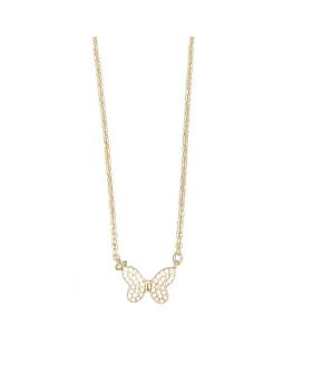 Small Gold Pave' Butterfly Necklace