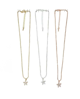 Assorted Gold / Rose Gold / Silver Necklace with Crystal Starfish charm