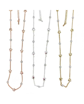 Silver / Gold / Rose gold assorted Necklace with pearls and stars