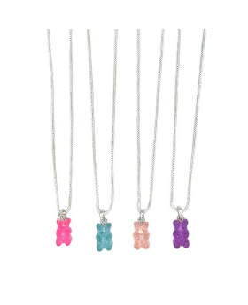 Assorted small resin Teddy Bear charm on silver chain Necklace