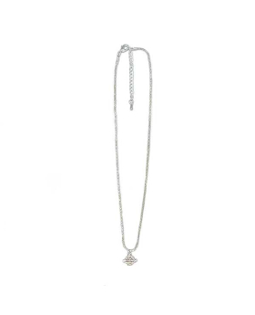 Crystal silver Saturn charm on silver chain Necklace