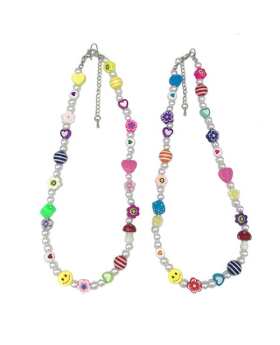 Assorted Fimo beads with pearls and glass Mushroom charm Choker