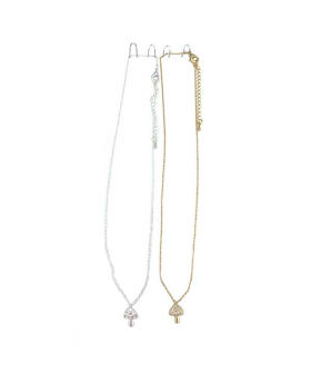 Assorted Gold and Silver clear CZ Mushroom Necklace