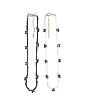 Assorted black/white beaded Cherry Necklace