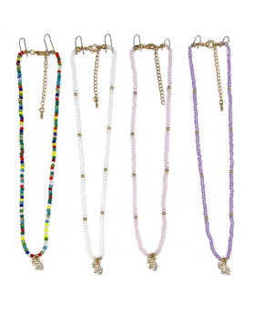 Assorted beaded Necklace with Crystal Elephant charm