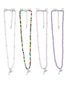 Assorted beaded Necklace with Crystal Dolphin charm