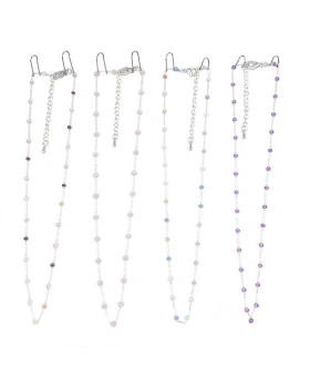 Assorted tiny beads on Silver chain Necklace